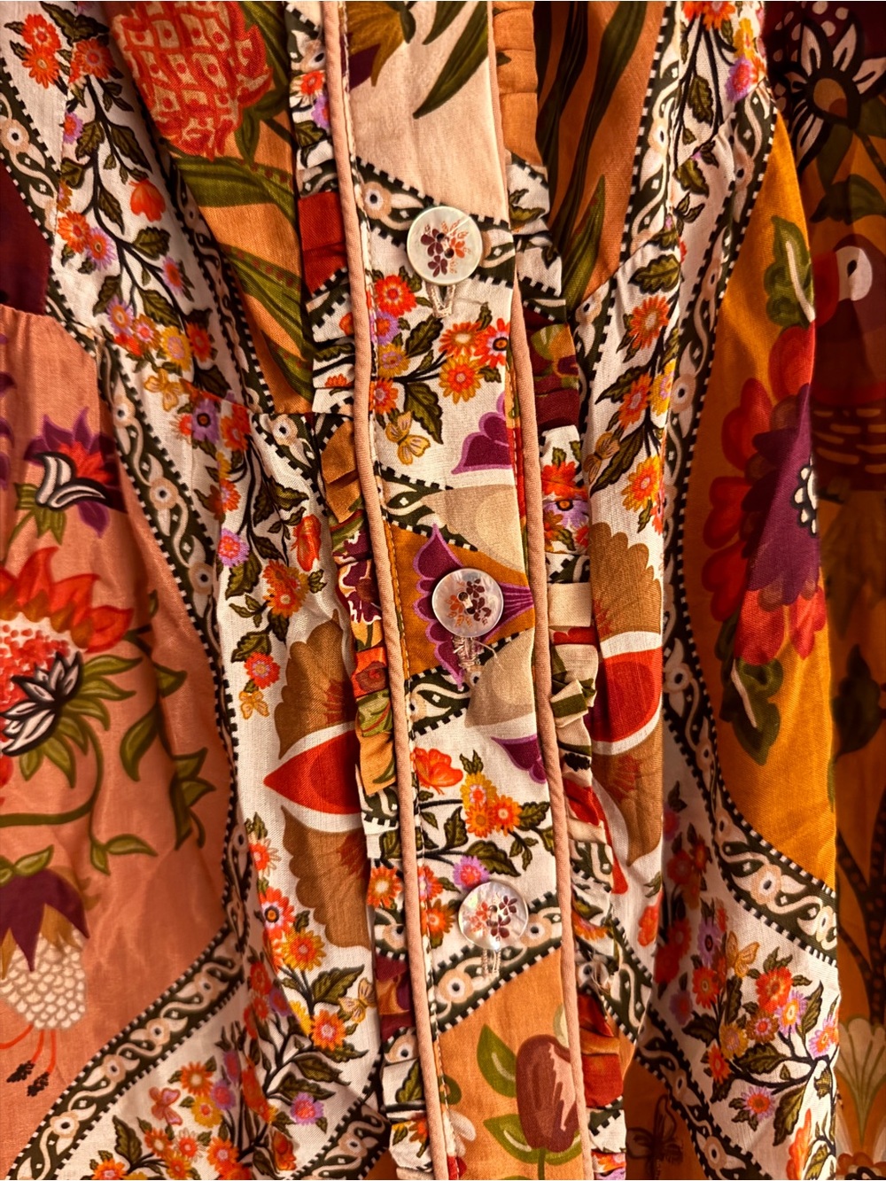 FARM Rio Rust Floral Ruffle Maxi Dress - Picture 2 of 3